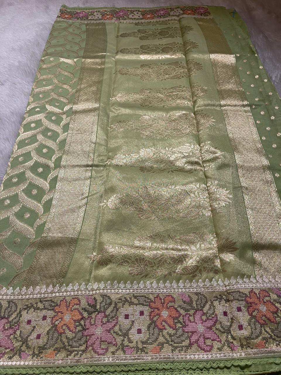 ANAHA-FLORA GREEN SAREE - Image 6