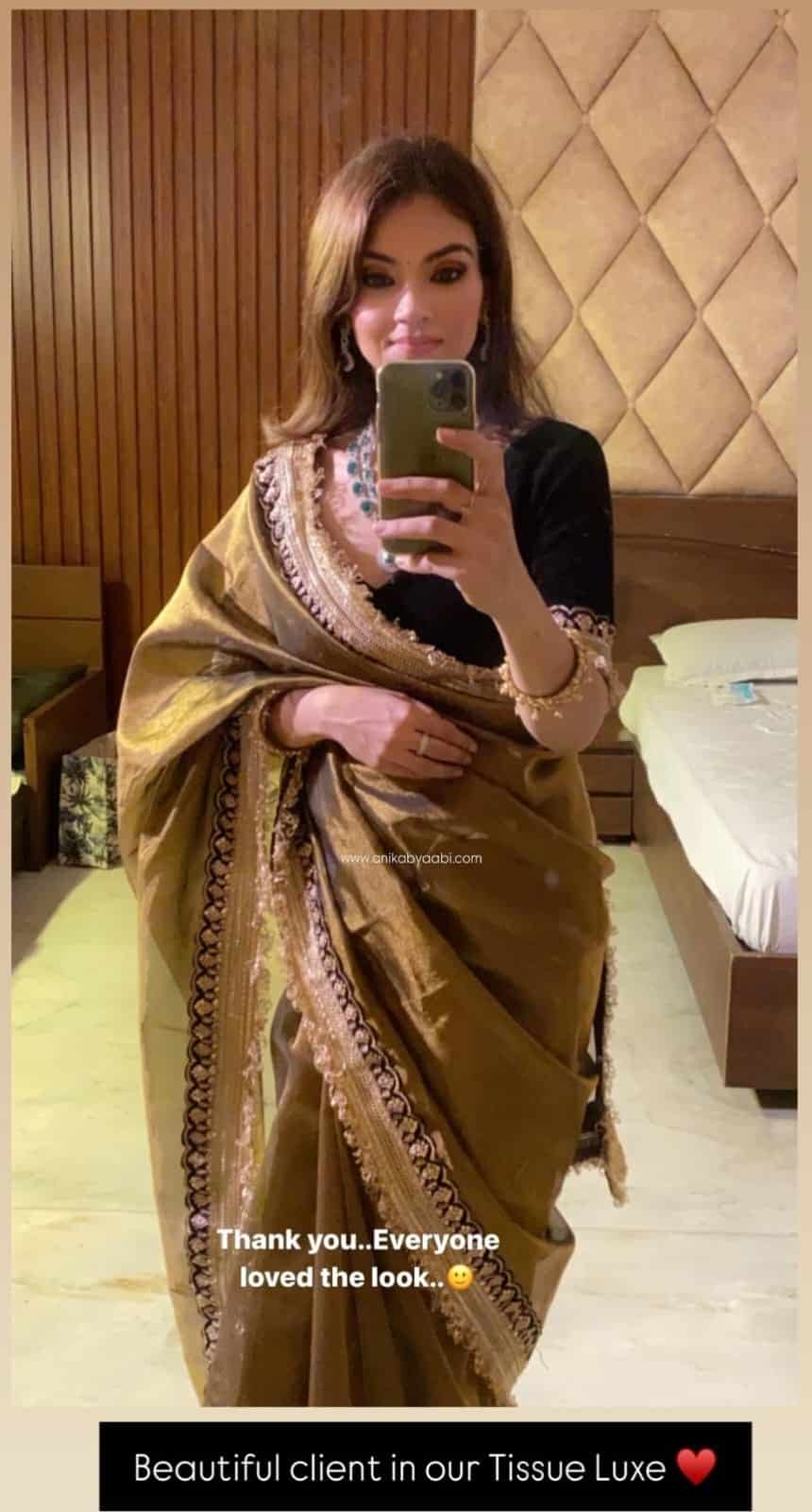 TISSUE LUXE-DP GOLD SAREE - Image 5