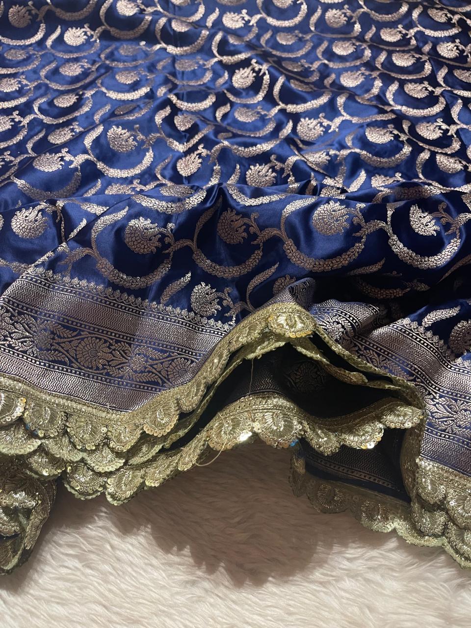 MUSHRO LACE-NAVY BLUE SAREE - Image 4