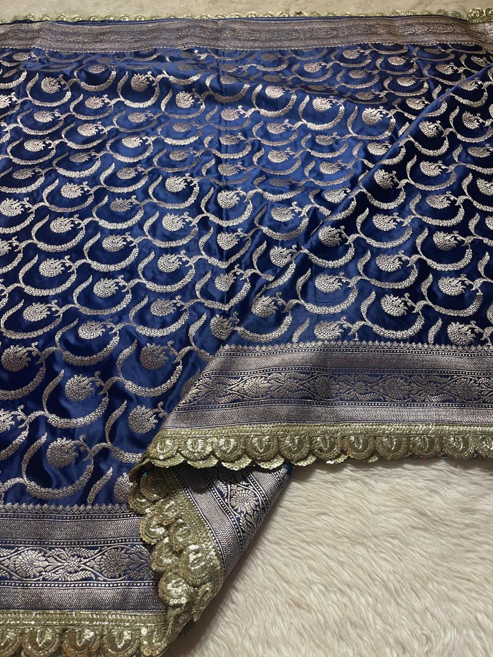 MUSHRO LACE-NAVY BLUE SAREE - Image 5